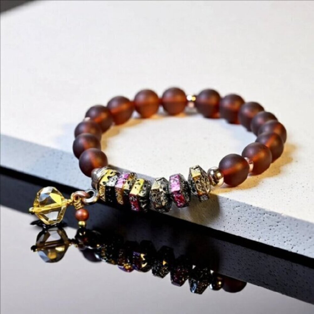 $10 Radical Drop Slim Beaded Bracelet! Recycled Glass + Electroplated Lava Beads